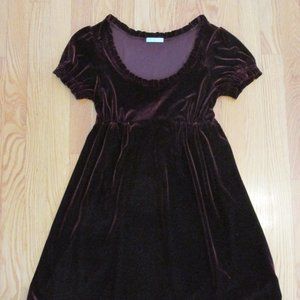 CALME GIRL'S SIZE M DRESS BURGUNDY VELOUR CHRISTMAS HOLIDAY PARTY SS RUFFLE